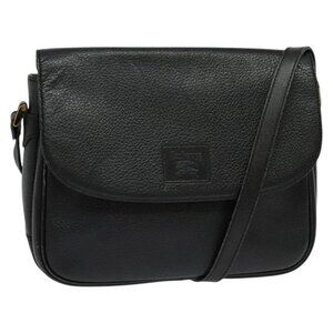 Burberrys Shoulder Bag Leather Black Gold Auth ep9849
